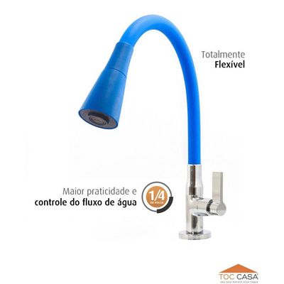 Torneira Mesa Emborrachada Azul Cônico - (ef)