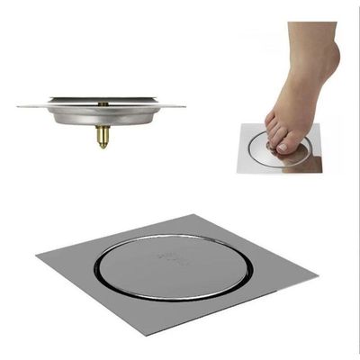 Ralo Fechamento Automático Inteligente Tipo Click Em Inox Tamanho - 10X10Cm