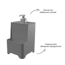 Dispenser De Pia Para Detergente E Esponja Com Válvula Cromada - Stolf Cinza