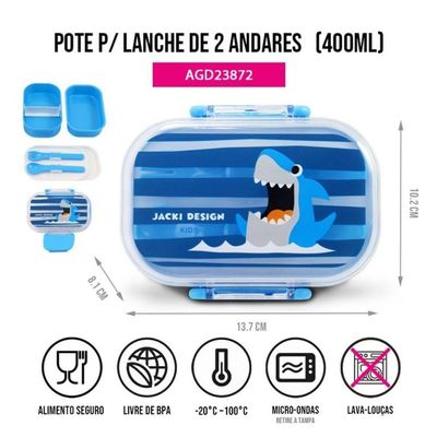 Pote P- Lanche De 2 Andares Infantil 400ml Jacki Design - Pimpolhos Azul