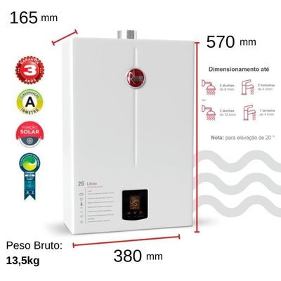 Aquecedor 26 Litros Glp Bivolt + Bomba 120w 220v Rheem