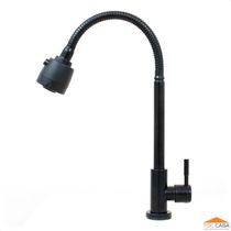 Torneira Cozinha De Mesa Bica Alta Em Inox Black Duplo Jato
