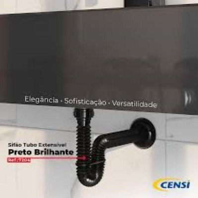 Sifão Sanfonado Extensível Censi 74cm Preto