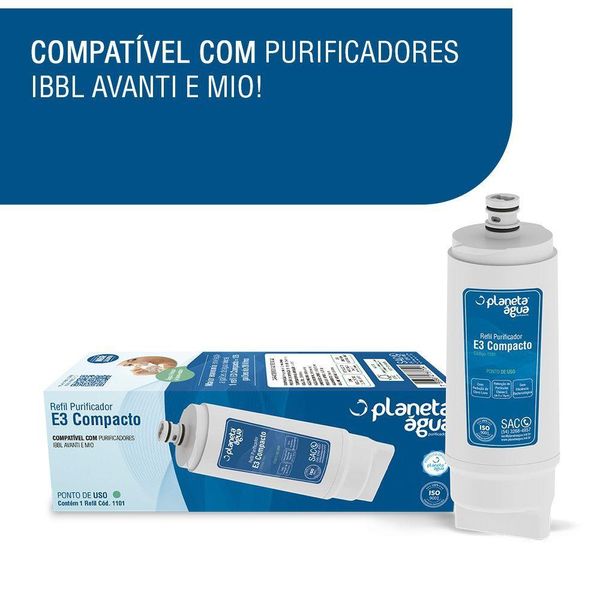 Kit 2 Refil E3 Compacto 1101 para Purificador Ibbl Avanti Mio Planeta Agua