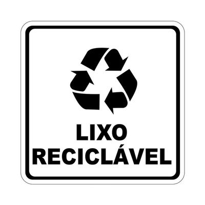 Etiquetas Adesivas Lixo Reciclavel E Comum 2Pçs 15X15Cm Branco