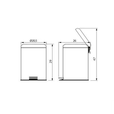 Lixeira Tramontina Brasil Com Pedal 5l Redonda Inox 94538105