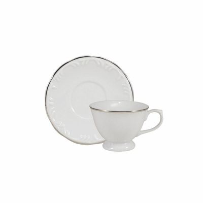 Conjunto De Xícara De Café Com Pires 06 Peças Prata