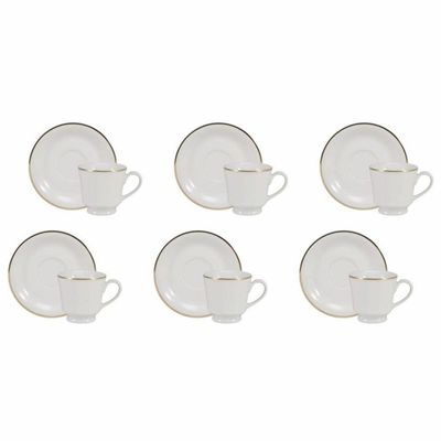 Conjunto De Xícara De Café Com Pires 06 Peças Ouro