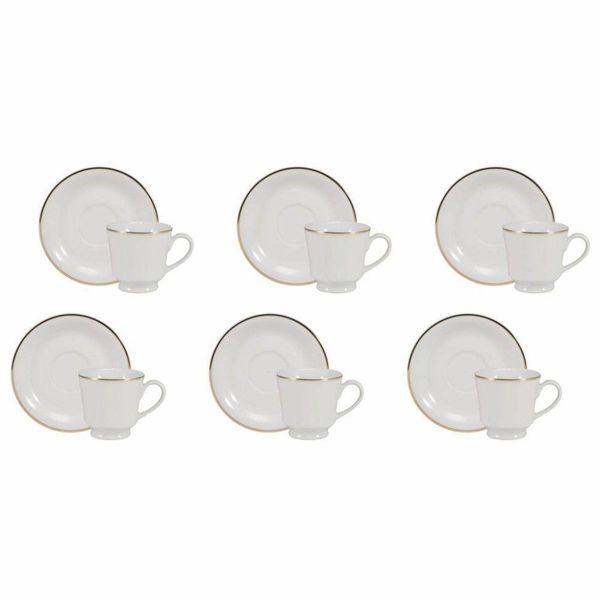 Conjunto De Xícara De Café Com Pires 06 Peças Ouro