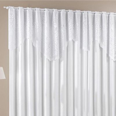Cortina Nicole 4 Metros Branca Tecido Microfibra Com Renda Floral Sala Quarto