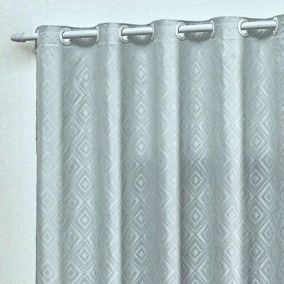 Cortina Em Jacquard Degradê 3,00 X 2,70 Para Varão - Cinza