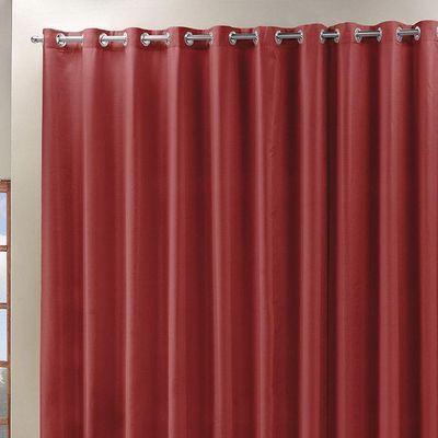 Cortina Roma 3,00M X 2,50M Vermelha Tecido Rafia Detalhado Para Sala Ou Quarto