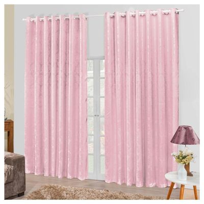 Cortina Jacquard 3,0 X 2,7m Sala Quarto Rosa