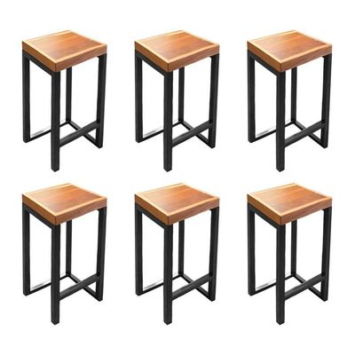 Kit 6 Banquetas Bistro Premium Estilo Industrial Preto