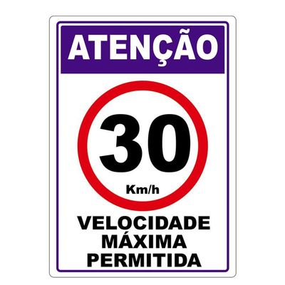 Velocidade Máxima Permitida Adesivo 30Km Por Hora Vermelho