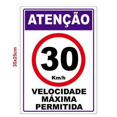 Velocidade Máxima Permitida Adesivo 30Km Por Hora Vermelho