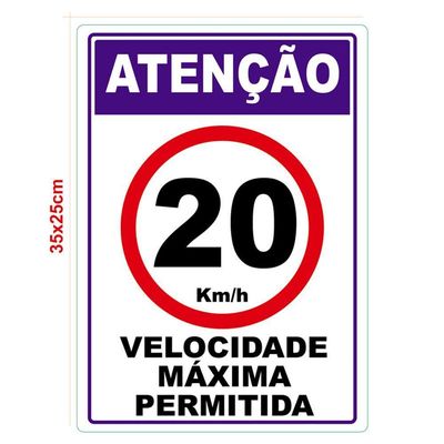 Velocidade Máxima Permitida Adesivo 20Km Por Hora Vermelho