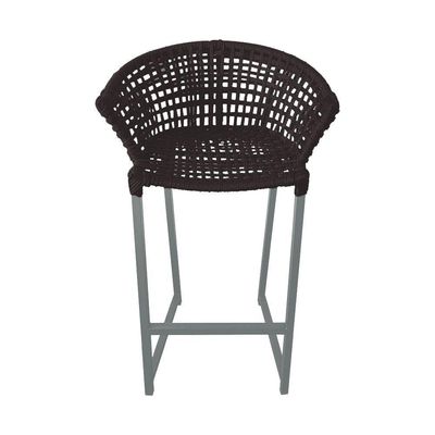 Kit 4 Banquetas Reis Em Corda Náutica E Base Em Alumínio Cinza Para área Gourmet Externa Marrom