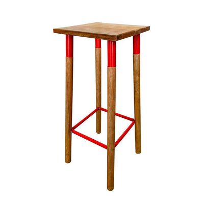 Banqueta Bistro Industrial Colors Ferro E Madeira Maciça - Vermelha Vermelho