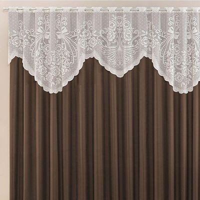 Cortina Nicole 2 Metros Café Tecido Microfibra Com Renda Floral Sala Quarto