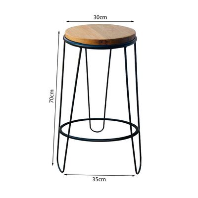 Kit 2 Banquetas Banco Guatemala Estilo Industrial Preto 70cm Preto