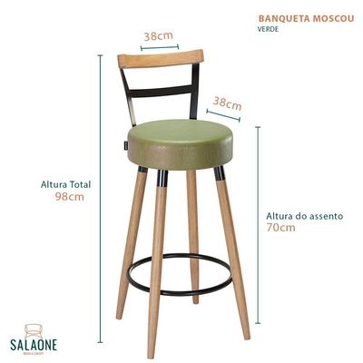 Kit 2 Banquetas Alta Moscou Pés Palito Tecido Sintético Verde