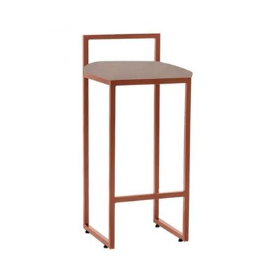 Kit 4 Banquetas Altas Industriais Em Aço Dori Cobre Assento Suede Bege - Cor: Bege
