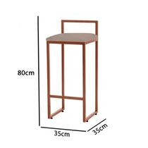 Kit 4 Banquetas Altas Industriais Em Aço Dori Cobre Assento Suede Bege - Cor: Bege