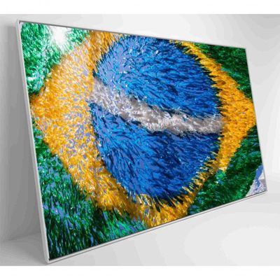 Quadro Bandeira Do Brasil Em Fitas 90x60 Cm Tecido Canvas