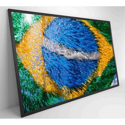 Quadro Bandeira Do Brasil Em Fitas 90x60 Cm Tecido Canvas