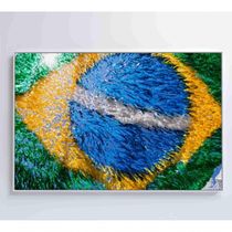 Quadro Bandeira Do Brasil Em Fitas 90x60 Cm Tecido Canvas
