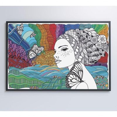 Quadro Mulher Gravura 90x60 Cm Adesivo Fotográfico