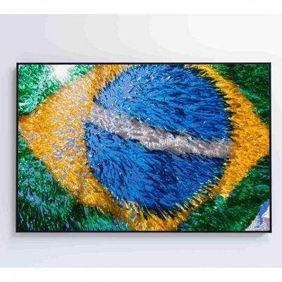 Quadro Bandeira Do Brasil Em Fitas 120x80 Cm Tecido Canvas