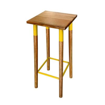 Banqueta Bistro Industrial Colors Ferro E Madeira Maciça - Amarela Amarelo