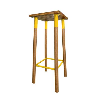 Banqueta Bistro Industrial Colors Ferro E Madeira Maciça - Amarela Amarelo