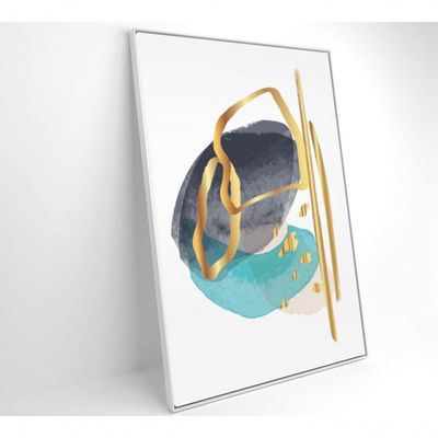 Quadro Abstrato Linhas Douradas 2 80x120 Cm Adesivo Fotográfico