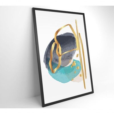 Quadro Abstrato Linhas Douradas 2 80x120 Cm Adesivo Fotográfico