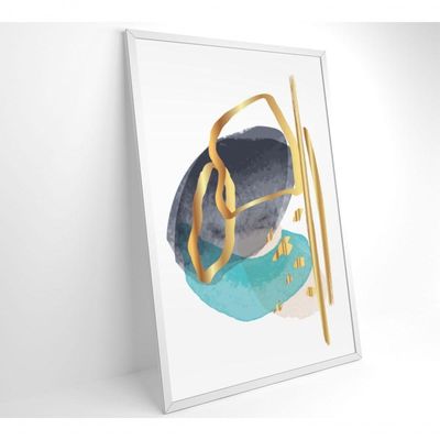 Quadro Abstrato Linhas Douradas 2 80x120 Cm Adesivo Fotográfico