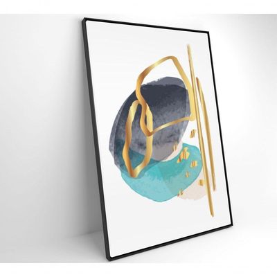 Quadro Abstrato Linhas Douradas 2 80x120 Cm Adesivo Fotográfico