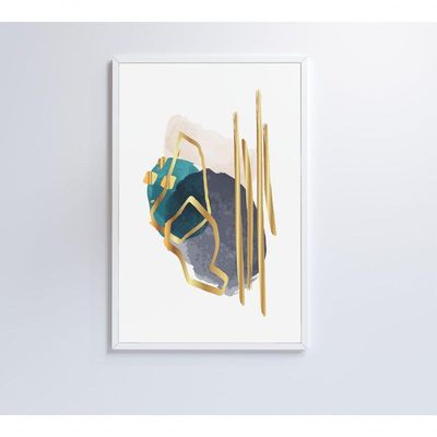 Quadro Abstrato Linhas Douradas 80x120 Cm Adesivo Fotográfico