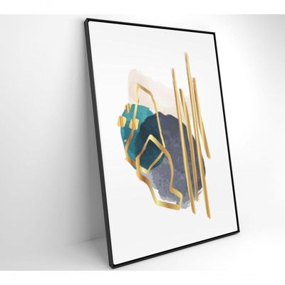 Quadro Abstrato Linhas Douradas 80x120 Cm Adesivo Fotográfico