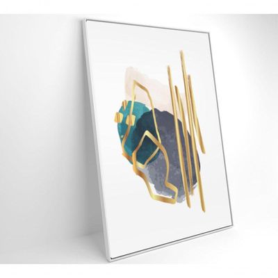 Quadro Abstrato Linhas Douradas 80x120 Cm Adesivo Fotográfico