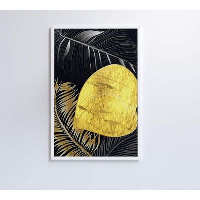 Quadro Folhas Douradas 1 60x90 Cm Adesivo Fotográfico