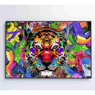 Quadro Tigre Colorido 90x60 Cm Adesivo Fotográfico