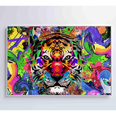 Quadro Tigre Colorido 90x60 Cm Adesivo Fotográfico