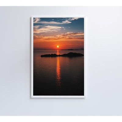 Quadro Por Do Sol No Mar 2 60x90 Cm Adesivo Fotográfico
