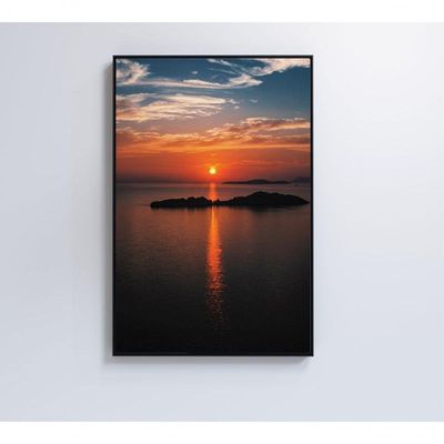 Quadro Por Do Sol No Mar 2 60x90 Cm Adesivo Fotográfico