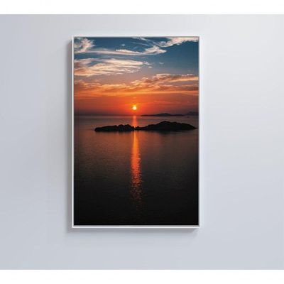 Quadro Por Do Sol No Mar 2 60x90 Cm Adesivo Fotográfico