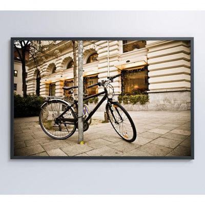 Quadro Bicicleta Clássica Na Rua 60x40 Cm Vidro Impresso
