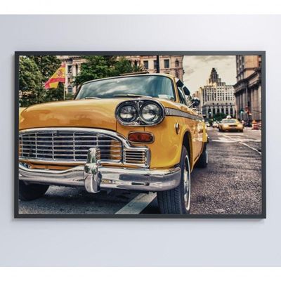 Quadro Táxi Carros Clássicos 90x60 Cm Adesivo Fotográfico